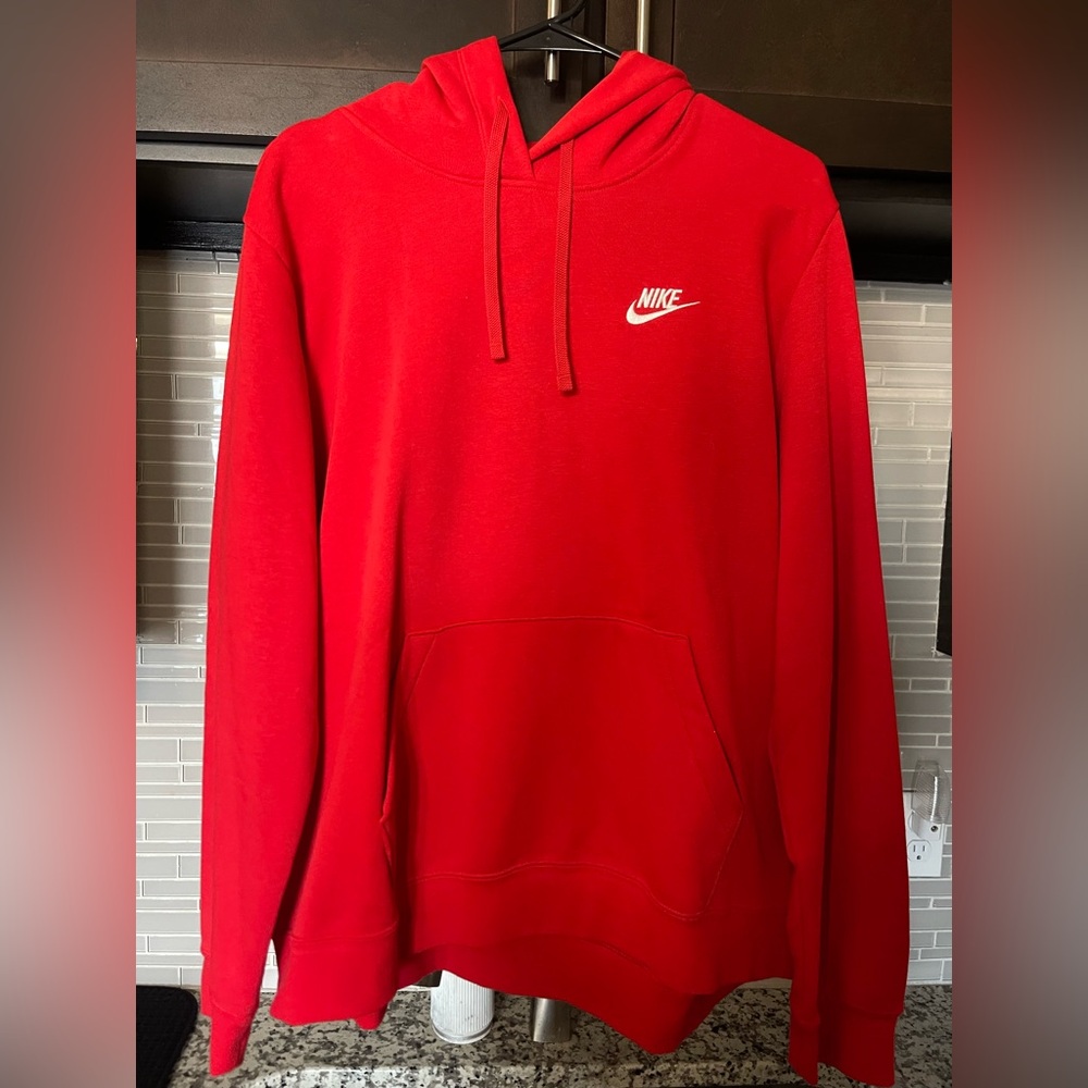 Nike Red Pullover Hoodie with White Logo